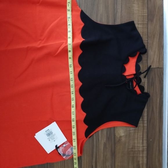 Victoria Beckham Orange & Black Drop Waist Scalloped Trim Cocktail Dress. Size2X - Picture 12 of 15